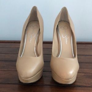 Jessica Simpson Nude platform heels